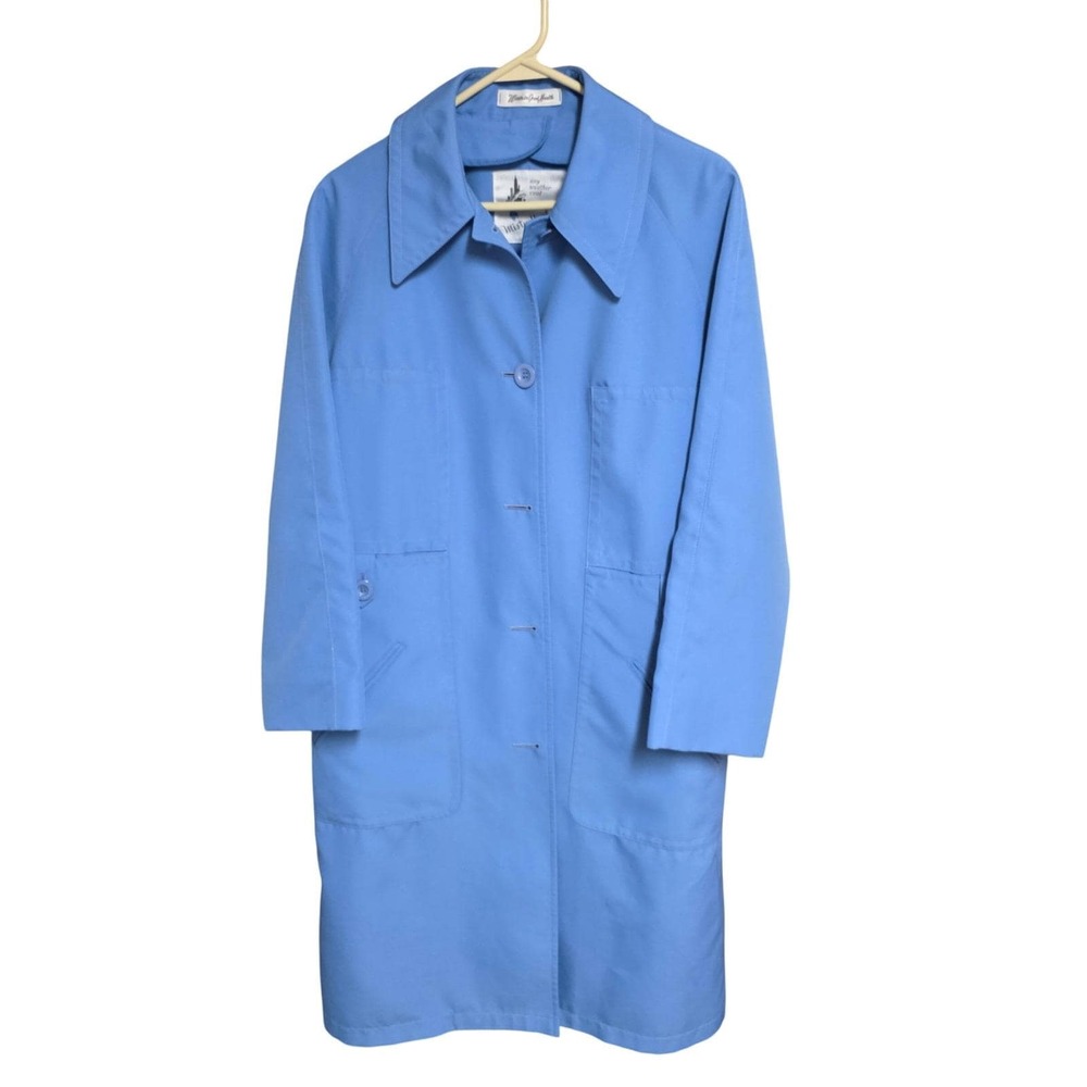 1970s Misty Harbor Women 14 Petite Blue Polyester Raincoat Any Weather‎ Coat